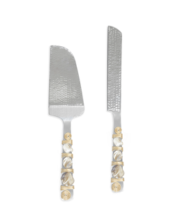 Serveur de couteau à gâteau en acier antique avec manche en nacre dernier couteau et serveur taille personnalisée emballage de boîte-cadeau - Product Image 1