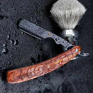 Rasoir droit à manche en bois courbé pour barbier, usage en salon de coiffure et de beauté (visage et corps) - Product Image 2