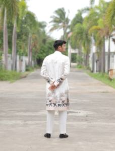 Elefante diseñador jacquard kurta - Product Image 3