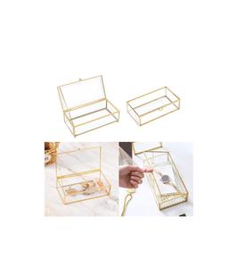 Unique antique inspired designer metal glass <b>jewellery</b> <b>box</b> with premium metal detailing suitable for special occasions - Product Image 1