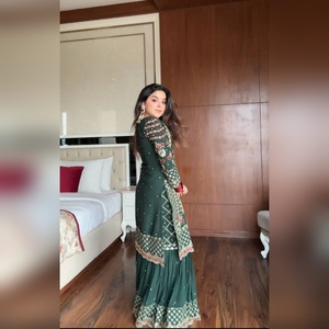 Túnica de precio comercial, talla M XXL, georgette, con bordado a mano, conjunto de 3 piezas para textiles, envío global desde fábrica y tienda - Product Image 2