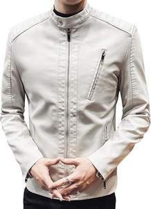 <b>Mens</b> Casual Stand Collar Slim Fit <b>Faux</b> <b>Leather</b> <b>Jacket</b> Biker Motorcycle <b>Jacket</b> - Product Image 5