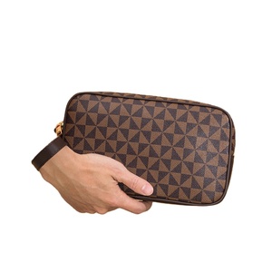 Portefeuille en PVC à carreaux tendance pour homme, sac à main unisexe, grand sac d'enveloppe de voyage avec fermeture éclair, sacs à main pour homme - Product Image 4