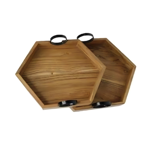 Bandeja de madera sencilla para servir comida, café, té o desayuno, aspecto natural para cocina, comedor o decoración del hogar - Product Image 6