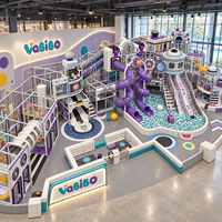 Parc de jeux intérieur commercial Wave Ramp avec toboggans tubulaires, piscine à balles, parcours de cordes, jeux sensoriels et obstacles d'escalade pour FEC 3D