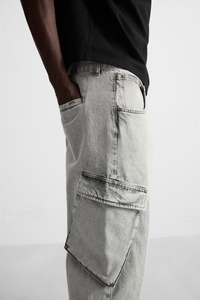 ZRA กางเกงยีนส์ทรงหลวมสำหรับผู้ชาย, กางเกงยีนส์ทรงหลวมสำหรับใส่เล่นสเก็ตผ้าฝ้ายโอเวอร์ไซส์สำหรับ100% - Product Image 3