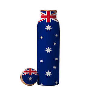 Bouteille d'eau en cuivre anti-fuite avec drapeau américain, très populaire, pour l'extérieur, la maison, le bureau, les cadeaux, bouteille d'eau en cuivre pur avec couvercle - Product Image 1