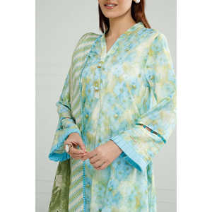 Ensemble 3 pièces vert imprimé pour femme, style décontracté élégant et tendance, avec décoration diamant, grandes tailles XS, longueur genou, respirant, OEM/ODM - Product Image 1