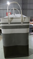 Panier à linge pliable en tissu rayé avec poignée extensible pour le rangement de linge sale, couettes, jouets, pour dortoir et usage familial