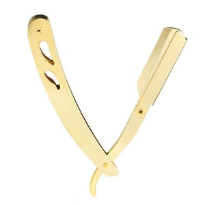 <b>Single</b> <b>Blade</b> Manual Folding Barber <b>Razors</b> Full Gold Plating Shaving <b>Razors</b> for Beauty Salons - Product Image 2