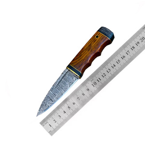 Handmade Luxurious Damascus Sgian Dubh Knife High-Polish Finish Right-Handed Wooden Fixed Hunting Outdoor Utility <b>Leather</b> Sheath - Product Image 2