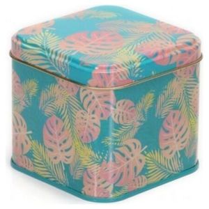 Boîte de rangement décorative carrée 90x90x80mm avec couvercle coulissant Capacité de 0.6 L Motif Feuille Design - Product Image 2