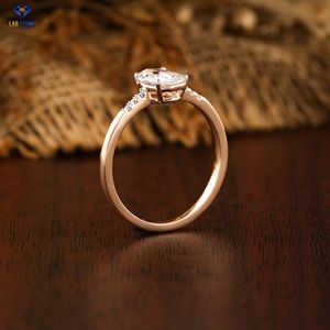 0.62 TDW Ovale Rose Cut & Rond Diamant Bague Or Rose Canal Réglage Cvd/Hpht Diamant Lab Pierre - Product Image 5