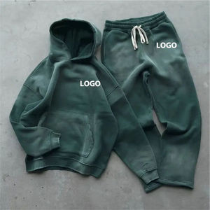Manufacturers Custom Casual Solid Sun Faded Embossing Full Print Acid Wash Vintage Drawstring Cropped Tracksuit <b>Hoodies</b> - Product Image 1