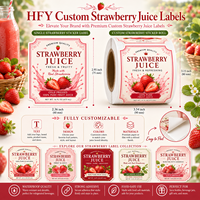 Étiquettes de bouteilles de jus de fraises et de cerises, fourniture d'usine, autocollantes, imprimées, imperméables, pour boissons, finition premium