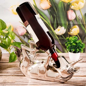 Luxury Unique Design Horse Playing Aluminum Vintage <b>Wine</b> Rack Handmade Casting Eco-Friendly Party Barware Bottles Holder - Product Image 3