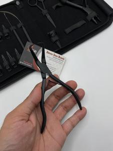 Kit de alicates para extensiones de cabello con microcuentas ecológicas al por mayor, uso comercial de acero inoxidable de grado quirúrgico negro mate - Product Image 5