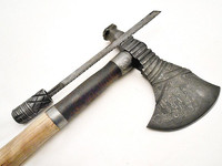 Hache de viking barbu tomahawk, hache de ragnar, hachette de hache en acier Dmascuss outil de Camping en plein air forgé à la main avec couvercle
