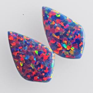 Hermosos Opales de Fuego Azul Verde Rosa Brillantes, Par de 3 CTW, Tamaño de Cabujón 18x11x2 MM, Par de Pendientes, Gema para Joyería - Product Image 4