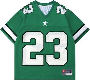 Maillot de football américain en maille polyester personnalisé Maillot de football rétro court Streetwear - Product Image 1