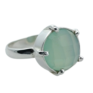 Navya <b>Craft</b> Handmade 925 Sterling Silver <b>Ring</b> Boho Style Chalcedony Customizable March Birthstone for US Customers - Product Image 1