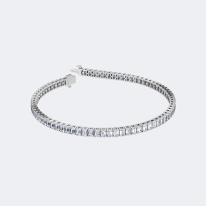 8.00CTW Emerald Bar-<b>Set</b> Diamond Tennis Bracelet - Product Image 5