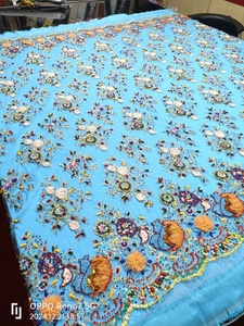 hand beaded Embroidery Nonwoven Waterproof <b>Lace</b> <b>Fabric</b> Sliver Purple Wedding Shoes Accessories - Product Image 3