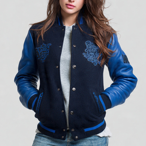 Chaqueta Varsity Holgada con Hombros Caídos para Mujer, Chaqueta Varsity de Béisbol, Chaqueta de Invierno para Mujer con Mangas de Cuero, Chaquetas Varsity Holgadas para Mujer - Product Image 5