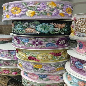 Custom Made Floral Embroidered Lace Ribbons, Crafted to Add Charm and Sophistication to Any Project. Ideal for Designers Crafter - Product Image 1