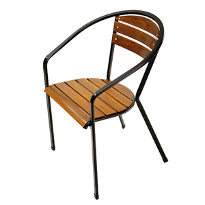Silla de Jardín 02 GCF113 con Estructura de Hierro y Madera de Acacia Impermeable, Estilo Silla Luna de Madera Sólida 02 - Product Image 2