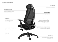 Chaise de direction à dossier haut entièrement en mesh avec cadre blanc et base en nylon, siège pivotant réglable en hauteur