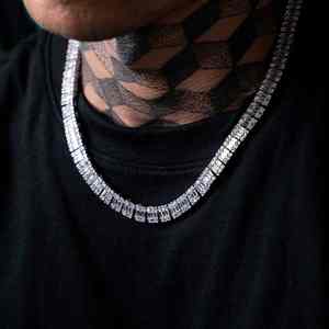 Iced Out mejor diseño de alta calidad Baguette corte Moissanite diamante tenis cadena Hip Hop joyería 925 plata esterlina - Product Image 2
