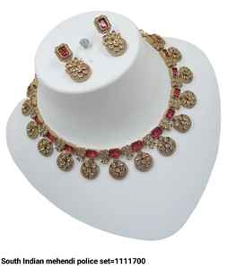 INDIAN TRADITIONAL and FASHIONABLE COPPER JEWELLERY BRIDAL WEDDING JEWELLERY <b>SET</b> <b>for</b> <b>WOMEN</b> EARRINGS and NECKLACE <b>SET</b> - Product Image 4