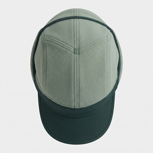 Unisex Winter Ski Hat Adjustable Chin Strap Flat Brim Plush Style Adult Size <b>Green</b> Gray Flock Embossed Fleece-Lined - Product Image 5
