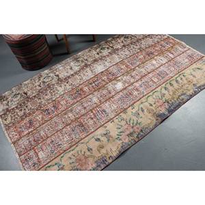 พรมตุรกีโบราณ7.3ft x พื้นที่ขนาดใหญ่4.4 x ขนสัตว์สีเบจสีแดงดีไซน์เย็บปะติดปะต่อกันสำหรับห้องโถงห้องนอนทรงสี่เหลี่ยมด้านหลังทำจากยาง - Product Image 2