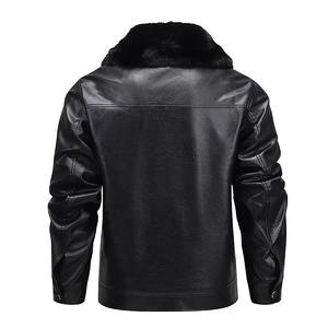 Chaqueta de Cuero para Motociclista de Forro Polar para Hombre, Estilo Otoñal, Cuello Alto, Logotipo Frontal, Prenda Exterior Estándar, Estilo Vintage, Cortavientos Formal - Product Image 4