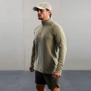 Men's Custom Logo Embroidery Quarter <b>Zip</b> up Jersey Long Sleeve Fitness Sports <b>Shirt</b> for Adults & Teens - Product Image 3