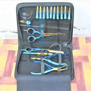 Kit de herramientas y accesorios para el cuidado del salón para extensiones de cabello en plasma dorado y color de revestimiento azul y etiquetado de marca personalizado - Product Image 2
