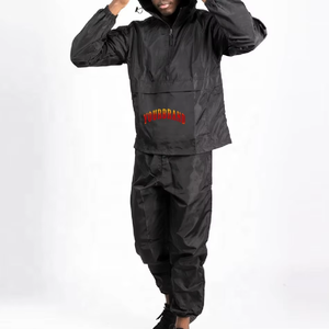 Survêtement coupe-vent à fermeture éclair intégrale pour hommes, coupe-vent respirant, logo personnalisé imprimé, taille plus, survêtement deux pièces - Product Image 1