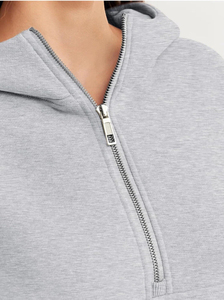 Sweat-shirt à capuche oversize pour femme, col zippé, épaules tombantes, coupe ample, 100% coton biologique, écologique - Product Image 3