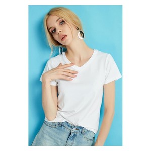 Nueva camiseta personalizada para mujer, Camiseta de algodón de manga corta de alta calidad para mujer, camisetas de ocio de color puro para mujer, camiseta para hombre - Product Image 2