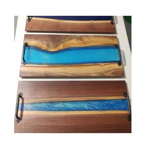 Best Demanding Home Kitchen and Table Top Quality Wood & Resin Serving Tray Handmade Finishing Custom Size for Rectangular Shape - Product Image 6