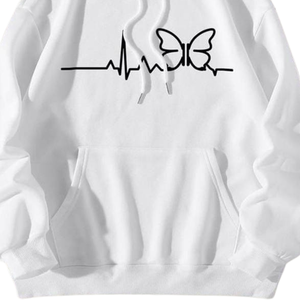 เสื้อฮู้ดพิมพ์ลายหัวใจผีเสื้อสีขาวสำหรับทุกเพศเสื้อมีฮู้ดลำลองผ้าฟลีซผ้าคอตตอนเนื้อนุ่มมีสไตล์อบอุ่นมีสไตล์แฟชั่นฤดูหนาว - Product Image 6