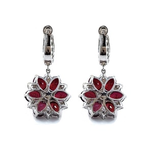 Boucles d'oreilles créoles en or blanc massif 18 carats avec diamants naturels et rubis, logo personnalisé, qualité supérieure, pour femme, cadeau de mariage - Product Image 3