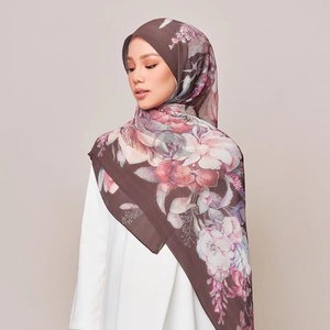 Dernier foulard pour femmes personnalisé, printemps, ethnique, doux pour la peau, imprimé, plissé, floral, en mousseline de soie, hijab, châles froissés pour bébé, Pakistan - Product Image 2