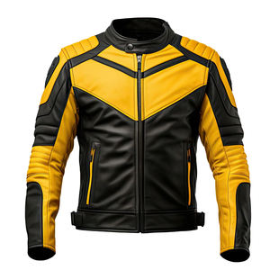 Chaquetas de Motociclista para Hombre de Cuero Resistente en Color Amarillo y Negro, Buena Venta con Logotipo Personalizado, por AMAZING INDUSTRIES - Product Image 1