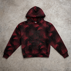 Sweat-shirt à capuche en coton à carreaux surdimensionné avec logo personnalisé, style streetwear vintage en tricot gaufré pour homme - Product Image 2