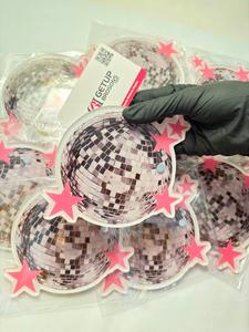 Nouvelles pinces à cils magnétiques en acrylique durable pour extensions de cils, avec motifs boule disco, tuiles personnalisées, fleurs et ovales, disponibles - Product Image 1