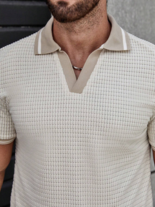 Polo en viscose tricoté coupe classique, couleur unie, haute qualité, manches courtes, pull en maille - Product Image 4