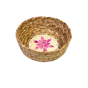 Style rustique couture jonc de mer jacinthe Capiz panier de rangement avec couvercle pour buanderie et décor à la maison - Product Image 4